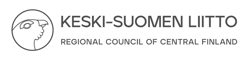 Logo containing line drawing of a capercaillie with text Regional Council of Central Finland
