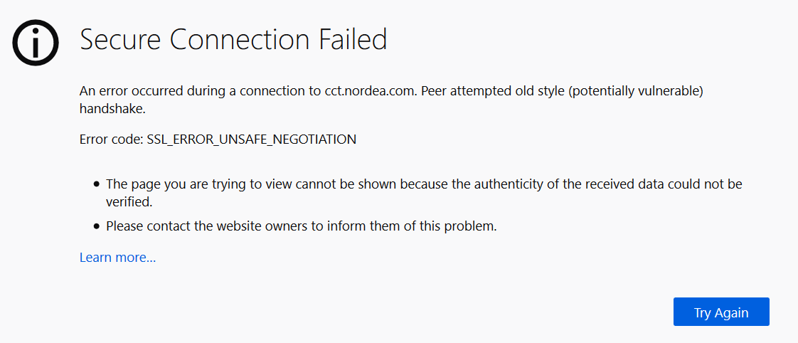 Info box image: Secure Connection Failed